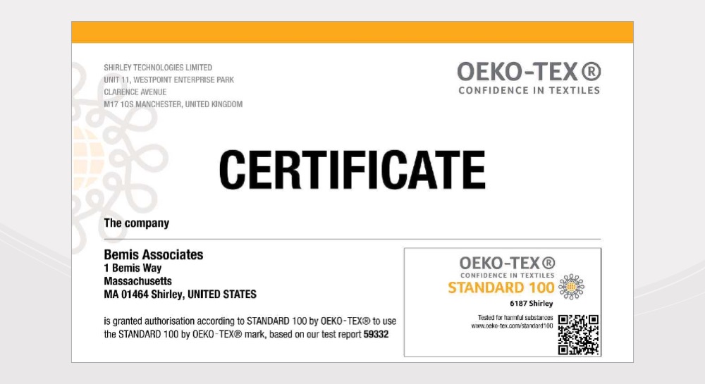 Bemis Renews STANDARD 100 by OEKO-TEX® Certification - Bemis Associates  Inc.